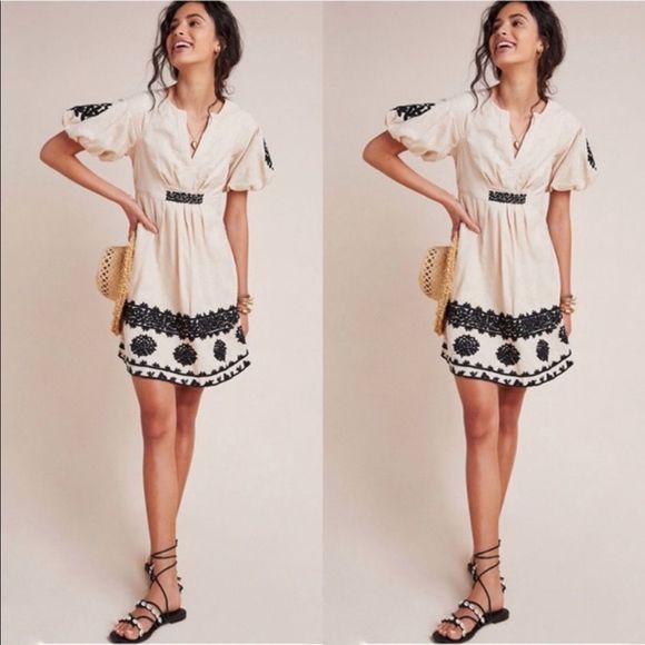 Anthropologie Orla Embroidered Mini Dress Size 2 - Picture 1 of 6